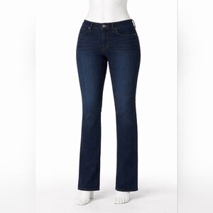 Old Navy Women's Dark Indigo Mid Rise Power Slim Straight Jeans Size 12 Long